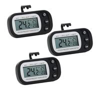 3PCS Fridge Thermometer Refrigerator Freezer Digital Waterproof Thermometer with Large LCD Display Min/Max -50-+70°C/°F Function 3 Mounting Options for Kitchen Home Restaurants Bars (Black)
