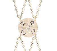 3pcs Friendship Moon Sun Star Puzzle Matching Necklace Set Gold Silver Plated Cute Crescent Round Circle Geometric Best Friend BFF Pendant Necklace for 3 Women Sisters Daughter Birthday Jewelry Gifts