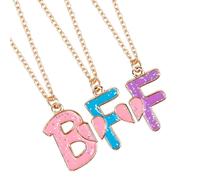 3pcs Friendship Necklaces for 3 Girls, 3 linked Pack Love Heart Enamel Magnetic Matching Pendant Bestie Necklace Forever Three Friends Jewelry Gifts for Women Men Anniversary Birthday (Style 1)
