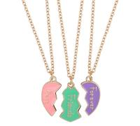 3pcs Friendship Necklaces for 3 Girls, 3 linked Pack Love Heart Enamel Magnetic Matching Pendant Bestie Necklace Forever Three Friends Jewelry Gifts for Women Men Anniversary Birthday (Style 2)