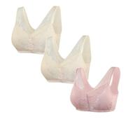 3Pcs Front Fastening Bras for Women Non Wired Cotton Vest Bra Plus Size Front Button U Shape Everday Bras for The Elderly Mastectomy Bras for Women UK Underwear for Large Breasts