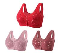 3Pcs Front Fastening Bras for Women UK Clearance Non Wired Support Sports Bras Wireless Full Coverage Push Up Comfy Wide Straps Everyday Bra Bralettes Gathering and Breathable Underwear Bra S-4XL