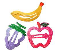 3Pcs Fruit Hair Clips, Metal Snap Bangs Barrettes 5x3x1cm | Cute Cartoon Shapes, Sparkly Bright Colours, Non-Slip Hold, Decorative Styling for Birthdays, Photos and Christmas