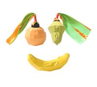 3pcs Fruit Rubber Ball Dog Chew for Teeth Cleaning and Slow Feeding | Squeaky Teaser Play, Bite Resistant Rubber Build, Indoor Outdoor Use, Mental Health Support