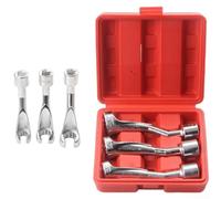 3PCS Fuel Injector Socket Wrench, 1/2'' Drive 14 17 19mm Open End Wrenches for Diesel Injection Pipe Automotive Repair, with Slotted Design, Easy To Use(Red Box)