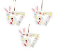 3pcs Funny 67 Ornaments, Acrylic The Year of 67 Bunny Ornament with Strings Easter Rabbit Party Decorations for Teens Kids Boys Girls (Easter Style)