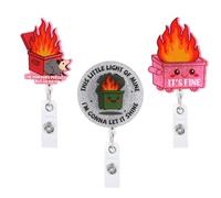 3pcs Funny Badge Reel, 3 Styles Dumpster Fire Nurse Retractable Lanyard ID Card Badge Holders with Alligator Clip Supplies Gift or Office Desk Accessories for Healthcare & Office Workers