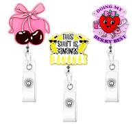 3Pcs Funny Cute Nurse Badge Reel Retractable This Shift is Bananas Badge Holder with Alligator Clip Glitter ID Name Badges Reel Buddy Nurse Doctor Assistant Gifts Fun Office Medical Stuff Essentials