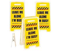 3pcs Funny Desk Signs, Leave Me Alone, I'm Busy, Funny Work Signs Desk Decor, Acrylic Office Clips Coworkers Gag Gift