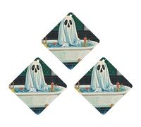 3PCS Funny Ghost in The Bathtub Car Air Freshener Hanging Scented Cards Cute Black Car Fresheners Long Lasting New Cars Scents for Women Men Natural Air Freshener with Lanyard Automotive Freshies