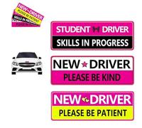 3PCS Funny New Driver Magnet,Please Be Patient New Driver Car Magnet,Reflective Student Dri/ver Sticker Sign,Rose Red N/ew Dri/ver Sticker,Safety First Reusable Magnetic Gift for Women & Novice