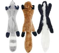 3Pcs Funny Simulated Animals No Stuffing Dog Toy with Squeakers, Durable Stuffingless Plush Squeaky Dog Chew Toy Crinkle Pet Squeak Toy, Plush Dog Chew Toys Pet Supplies