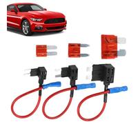 3Pcs Fuse Taps Set, Small Adding a Circuit Adapter Car Fuse Tap Kit Piggy Back Blade Fuses Holder with 12V 24V Universal 10A Wire Harness and Low Profile Tap Adapter for Car Truck Boats