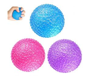 3Pcs Fuzz Ball, Stressing Ball, Textured Stress Relief Balls for Focus and Relaxation, Soft Squishy Sensory in Pink Purple Blue Colours