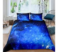 3Pcs Galaxy Comforter Cover Set King Size Universe Galaxy Outer Space Duvet Cover Set for Kids Adults Starry Sky Nebula Bedding Set Soft Luxury Quilt Cover with 1 Duvet Cover and 2 Pillowcases Blue