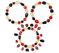 3PCS Game Day Bracelet for Women Football Charm Bracelets Red Black Beaded Stretch Bracelet Sport Race Day Bracelet Red Blue Yellow Purple Field Day Accessories Football Jewelry Accessories Outfits