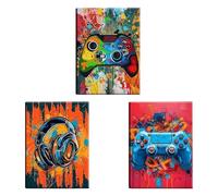3Pcs Gaming Posters Canvas Wall Art, Boys Bedroom Wallpaper Unframed Game Wall Art, Graffiti Gaming Room Accessories, Perfect Room Decoration for Teen Boys Playroom Gamer Accessories (20x30 cm)