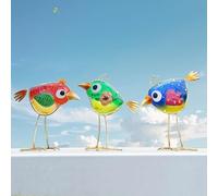 3PCS Garden Decor for Outside,Garden Decorations Outdoor,Stained Glass Birds for Indoor & Outdoor,Metal Yard Art,Housewarming Gift, Birthday Gift