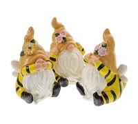 3pcs Garden Gnome Statue Decorative Bee Gnome Figurine White Beard Resin Dwarf Ornaments for Fall Decor Indoor and Outdoor Thanksgiving Display