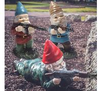 3PCS Garden Gnomes with Gun, Gnome Soldiers Military Army Garden Gnome, Tactical Statue for Indoor Outdoor, Patio, Yard, Lawn Ornaments, Home Décor