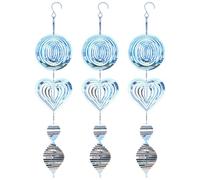 3PCS Garden Wind Spinners, Reflective 3D Rotating Colorful Metal Wind Spinners for Garden Hanging, Decorative Mirrored Bird Scare Devices Outside OutdoorGarden