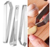3Pcs Garlic Peeler, Stainless Steel Garlic Skin Remover Set,Peeling Clips and Tweezers, Easily and Quickly Remove The Skin, Prevent Smell on Your Hands Tool for Cooking Kitchen
