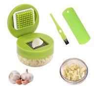 3Pcs Garlic Press Set, Garlic Crusher with Peeler and Cleaner Brush, Efficient Garlic Mincer for Home Cooking and Outdoor Camping