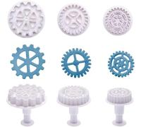 3Pcs Gear Cookie Cutters, Steampunk Cogs Plunger Mold, 3D Gear Cookie Stamp Mold, Clock Wheel Biscuits Fondant Molds for Cake Cookie Food Decoration Cookie Cutters Baking Tools