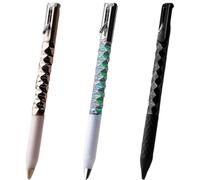 3PCS Geometric Me/tal Crinkle Pen Fidget,Handwriting Pens,Stress Relief Me/tal Shape Shifting Switchpen,Black Pen,Crunchy Sensory Pen,0.5mm Retractable Gel Pen,Stationery Supplies,Gel Pen,0.5mm Pen