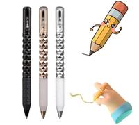 3pcs Geometric Metal Crinkle Fidget Pen,Stress Relief Shape Shifting Gel Pens,Crunchy Sensory Black Pen,0.5mm Retractable Writing Pens,Quick-Dry Ink for School Office Home,Fun Gift,Fluent in writing