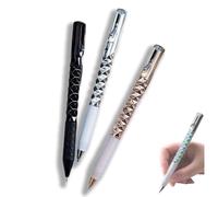 3Pcs Geometric Metal Crinkle Pen Fidget,0.5mm Retractable Gel Ink Rollerball Pen,Crunchy Sensory Pe/n for Journaling & Office Supplies,Smooth Writing Gel P/en,Multicolor Black Pe/n,Stationery Supplies