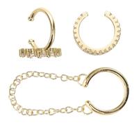 3pcs Geometric Rhinestone Ear for Women Golden Copper Clip-on