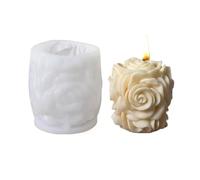 3PCS Geometric Rose Pillar Candle Silicone Mold Handmade Craft Flower Column Aromatherapy Plaster Mould for Making Candles(Style03)