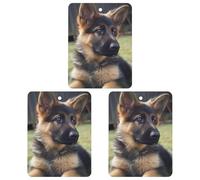 3PCS German Shepherd Puppy Car Air Freshener Hanging Scented Cards Cute Gray Car Fresheners Long Lasting New Cars Scents for Women Men Natural Air Freshener with Lanyard Automotive Freshies