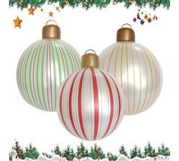 3PCS Giant Inflatable Christmas Balls, 40cm Outdoor Christmas Bauble Decoration, Funny Large Blow Up Ball Ornament, Reusable Inflatable Bauble Decoration for Indoor Outdoor Garden Holiday