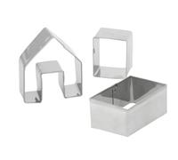3Pcs Gingerbread House Cookie Cutter, Metal Cookie Cutters Set Stainless Steel Baking Molds Small Xmas Gingerbread House Kit Mini Cutter for Holiday Winter Christmas