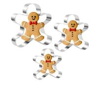 3Pcs Gingerbread Man Cutters Set for Baking Cookie, Stainless Steel Gingerbread Cutters for Cookies, Biscuit Cutter and Pastry Cutter for Home Baking Parties and Festivals, 3 Sizes