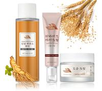 3Pcs Ginseng & Rice Skin Care Set with Ginseng Essence Water Face Toner, Anti Aging Face Cream & Eye Cream, - Korean Glass Skin Care Kit, Hydrating, Brightening Moisturiser for Glowing Skin