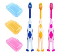 3Pcs Giraffe Toothbrushes, 3Pcs Toothbrush Head Protectors, Toddler Toothbrushes, Children's Toothbrushes, Baby Toothbrushes, Soft Toothbrushes, Super Soft Manual Toothbrushes
