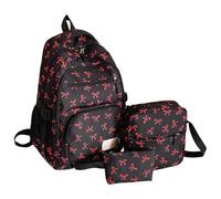 3PCS Girls Backpack Bow School Bag, Cute Kawaii Bow Backpack Set, Water Resistant Lightweight School Bags, Ideal for Primary Secondary Middle Schools Birthday Gift
