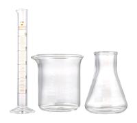 3pcs Glass Graduated Cylinder Set 10ml 50ml Measuring