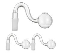 3PCS Glass Oil Burner Tube Set, 14mm Curved Glass Tubes, Borosilicate G-Lass Adapter for DIY Projects, Aromatherapy, Water Pipe Adapter & Lab Applications