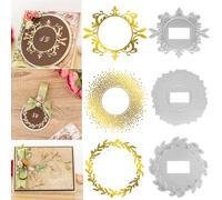 3PCS Glimmer Hot Foil Plate,Christmas Wreath Circle Monogram Metal Foil Plate Dies for Card Making Paper Crafts Embossing Scrapbooking Arts Crafts Scrapbooking Supplies Album Decorations
