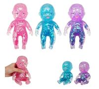 3Pcs Glitter Doll Squishies, Stress Balls, Sparkly Sensory Fidgets, Relaxing Gift for Adults (Mix)