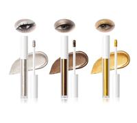 3PCS Glitter Eyeshadow Holographic Sparkle Festival Makeup - Long-Lasting Shimmer Eye Shadows Set, Sparkly Korean Water-Resistant Smudge-Proof Eyeshadow - Silver, Brown & Yellow (3PCS-A)