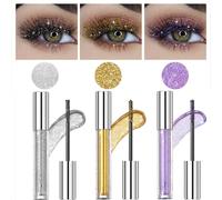 3PCS Glitter Mascara Eyeshadow - Define Long Lasting Curling Eyelashes - Soft Gel Formula Create Subtle Shimmer Look - Lengthening Volumizing Colorful Sparkling Diamonds Silver
