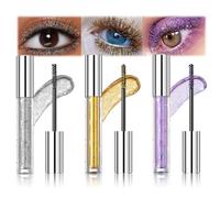 3PCS Glitter Mascara Eyeshadow Set - Lengthening Volumizing Colorful Mascaras with Sparkling Diamonds. Waterproof Formulation for Colorful Lashes