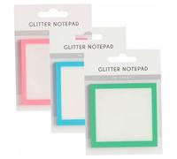 3Pcs Glitter Sticky Notes, 3x3in Transparent Glitter Notepad, 3 Colors Self-Adhesive Waterproof Pads for Planners, Calendars