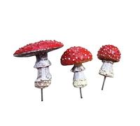 3PCS Glow in The Dark Mushroom Statues, Magical Garden Decor for Outdoor Fairy Garden & Indoor Desktop, Hand-Painted Resin Ornaments with Micro LED Lights, Enchanted Forest Theme Gift