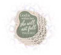 3Pcs God is Within Her She Will Not Fall Sticker, Funny Psalm 46:5 Christian Faith Inspiration 3 Inch Die-Cut Waterproof Vinyl Decals for Laptop, Tumbler, Water Bottle, Gift for Men Women Kids